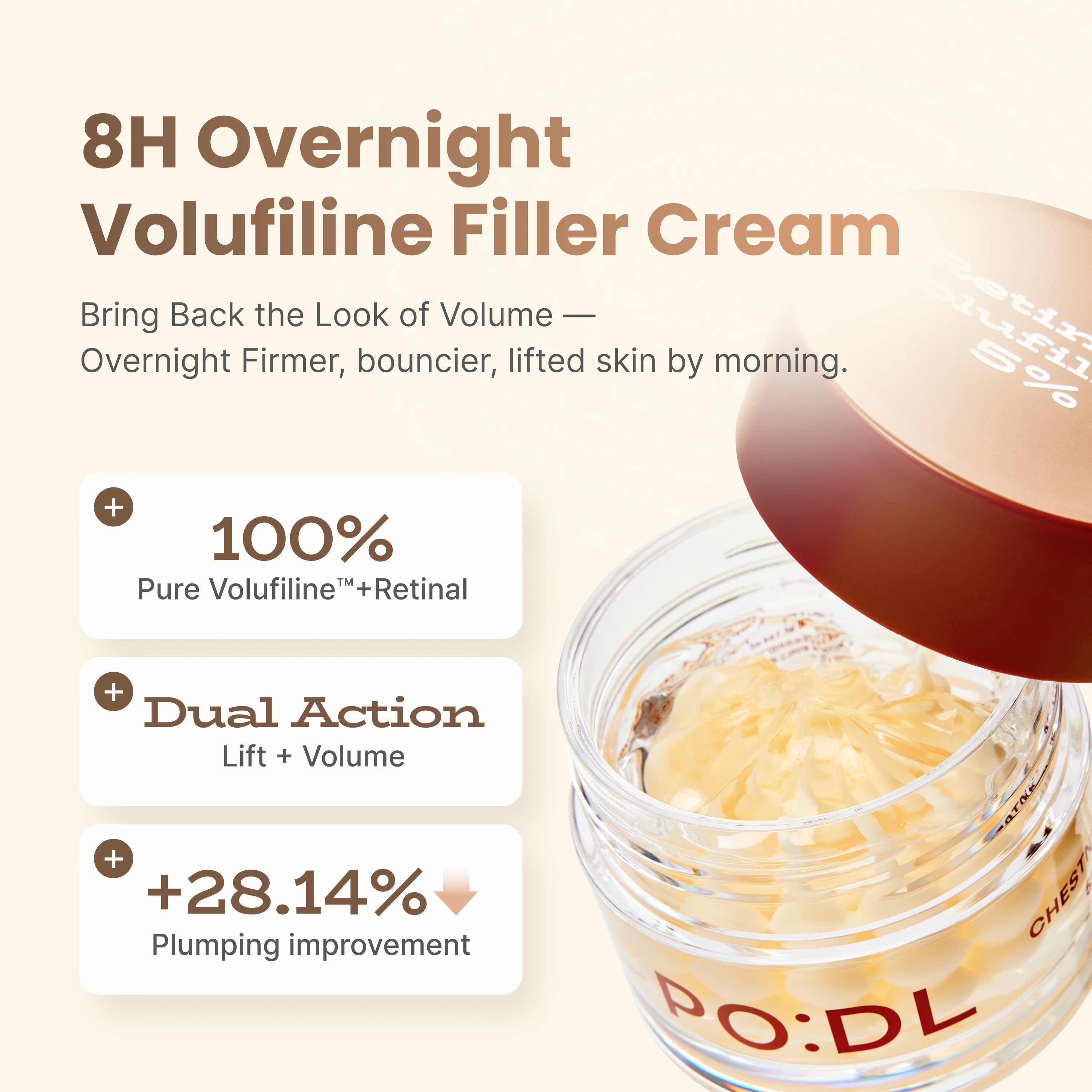 100% Pure Volufiline Retinal Overnight Filler Cream 55g