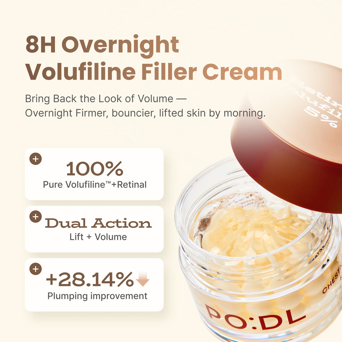100% Pure Volufiline Retinal Overnight Filler Cream 55g